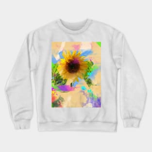 Sunflower Painting Watercolor Effect Crewneck Sweatshirt